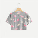 Flamingo Print Crop Tee