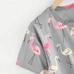 Flamingo Print Crop Tee