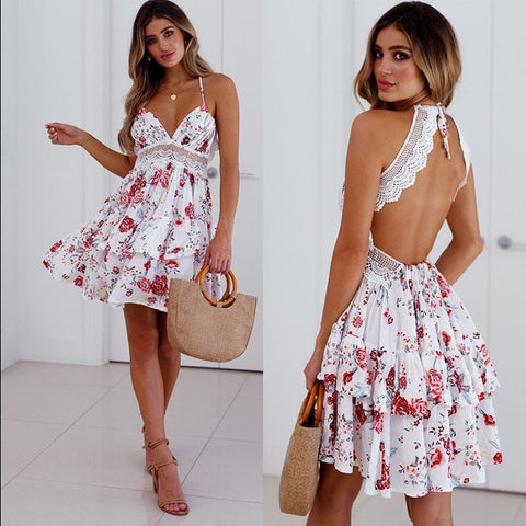 Lace Print Beach Dress